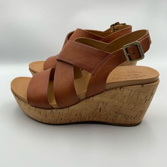 Kork-Ease Ashcroft Leather Wedge Sandal Etiope Brown Size 9 - Picture 6 of 12
